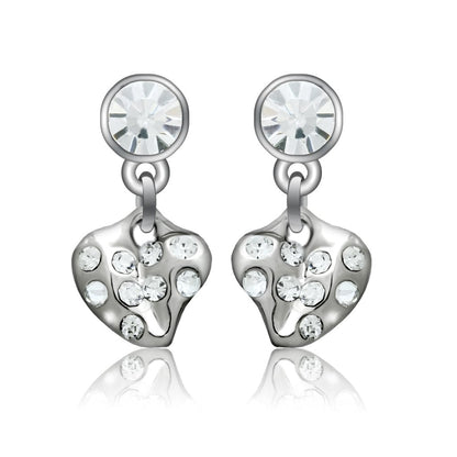 LO1982 - Rhodium White Metal Earrings with Top Grade Crystal  in Clear-0