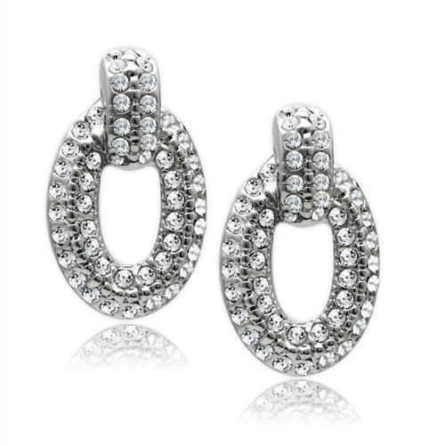LO1986 - Rhodium White Metal Earrings with Top Grade Crystal  in Clear-0