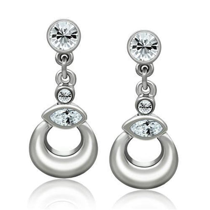 LO1989 - Rhodium White Metal Earrings with Top Grade Crystal  in Clear-0