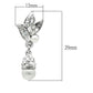 LO1992 - Rhodium White Metal Earrings with Synthetic Pearl in White-1