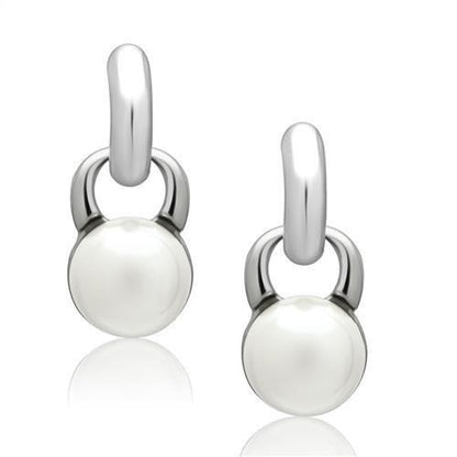 LO1998 - Rhodium White Metal Earrings with Top Grade Crystal  in White-0