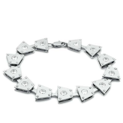 LO2003 - Matte Rhodium & Rhodium Brass Bracelet with AAA Grade CZ  in Clear-0