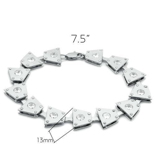 LO2003 - Matte Rhodium & Rhodium Brass Bracelet with AAA Grade CZ  in Clear-1