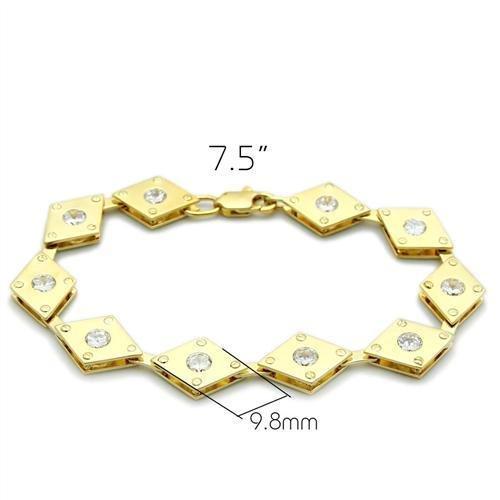 LO2007 - Matte Gold & Gold Brass Bracelet with AAA Grade CZ  in Clear-1
