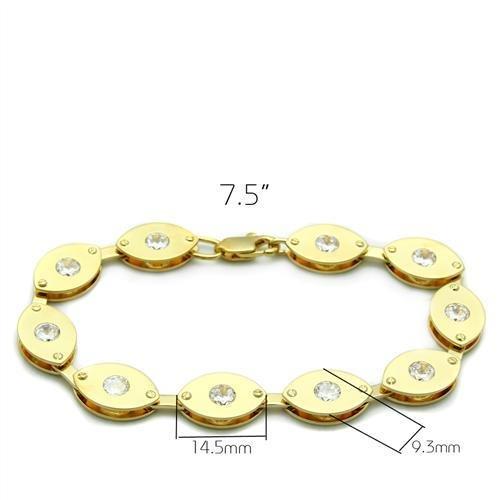 LO2010 - Matte Gold & Gold Brass Bracelet with AAA Grade CZ  in Clear-1