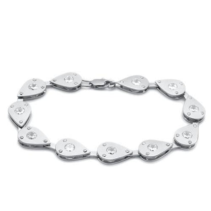 LO2014 - Matte Rhodium & Rhodium Brass Bracelet with AAA Grade CZ  in Clear-0
