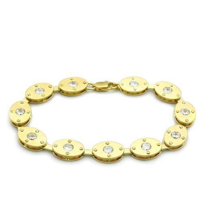 LO2018 - Matte Gold & Gold Brass Bracelet with AAA Grade CZ  in Clear-0