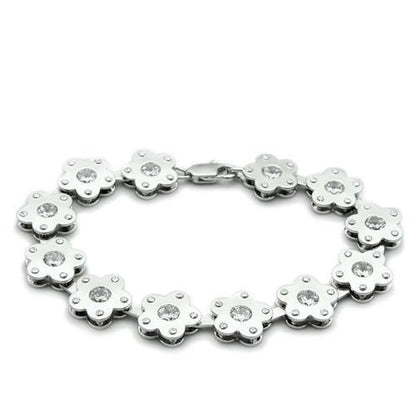 LO2019 - Matte Rhodium & Rhodium Brass Bracelet with AAA Grade CZ  in Clear-0