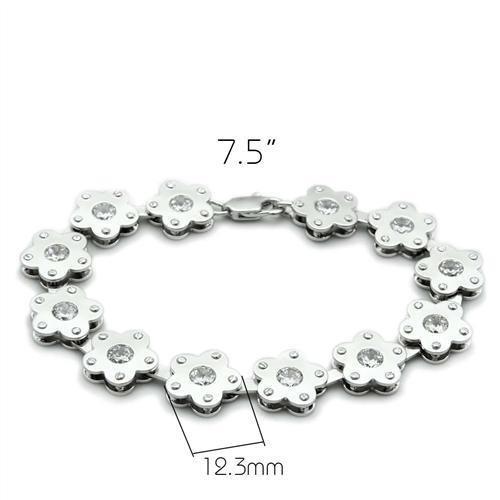 LO2019 - Matte Rhodium & Rhodium Brass Bracelet with AAA Grade CZ  in Clear-1