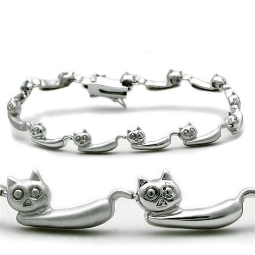 LO2023 - Matte Rhodium & Rhodium Brass Bracelet with No Stone-0