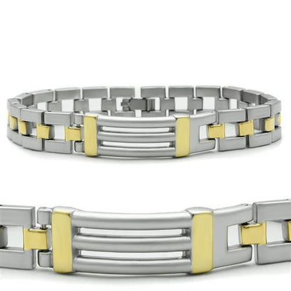 LO2030 - Matte Rhodium & Gold White Metal Bracelet with No Stone-0