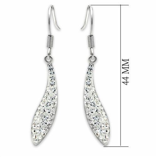 LO2041 - Rhodium Brass Earrings with Top Grade Crystal  in Clear-1