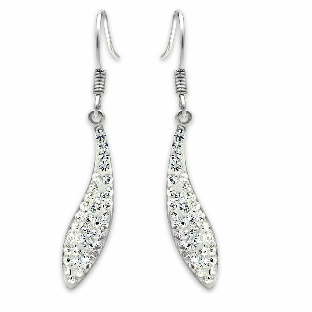 LO2041 - Rhodium Brass Earrings with Top Grade Crystal  in Clear-0