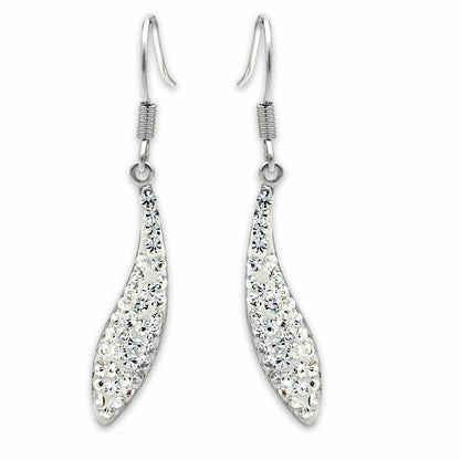 LO2041 - Rhodium Brass Earrings with Top Grade Crystal  in Clear-0