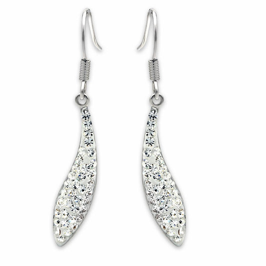 LO2041 - Rhodium Brass Earrings with Top Grade Crystal  in Clear-0
