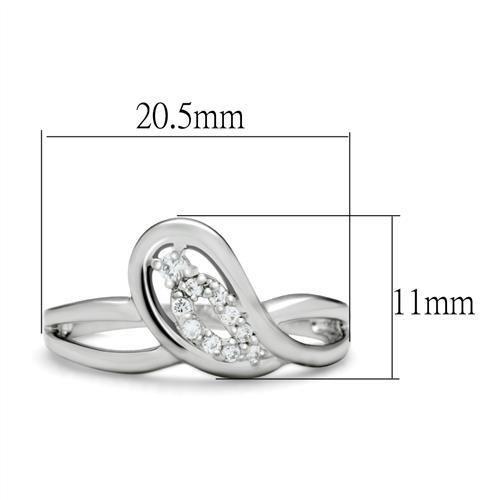 LO2051 - Rhodium Brass Ring with AAA Grade CZ  in Clear-1