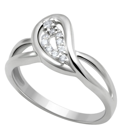 LO2051 - Rhodium Brass Ring with AAA Grade CZ  in Clear-0