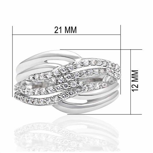 LO2054 - Rhodium Brass Ring with AAA Grade CZ  in Clear-1