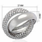 LO2055 - Rhodium Brass Ring with AAA Grade CZ  in Clear-1