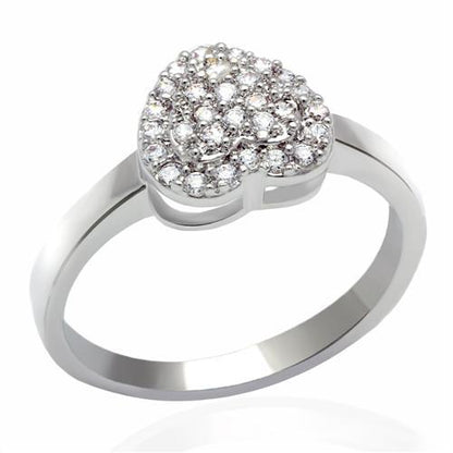LO2056 - Rhodium Brass Ring with AAA Grade CZ  in Clear-0