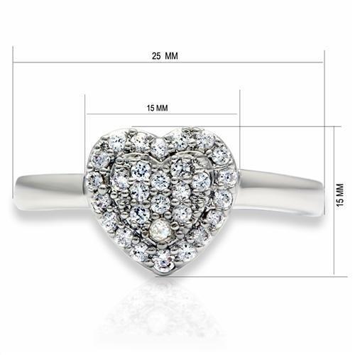 LO2056 - Rhodium Brass Ring with AAA Grade CZ  in Clear-1