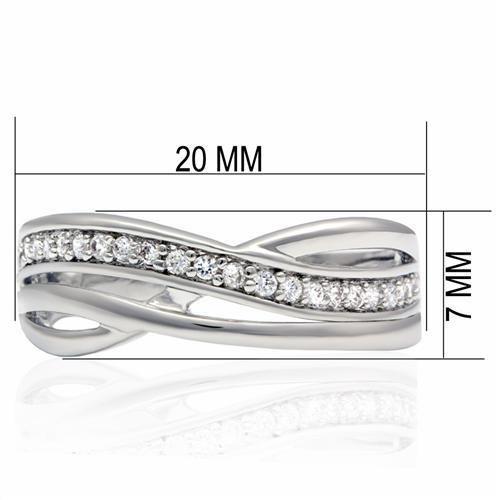 LO2058 - Rhodium Brass Ring with AAA Grade CZ  in Clear-1