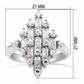 LO2061 - Rhodium Brass Ring with AAA Grade CZ  in Clear-1