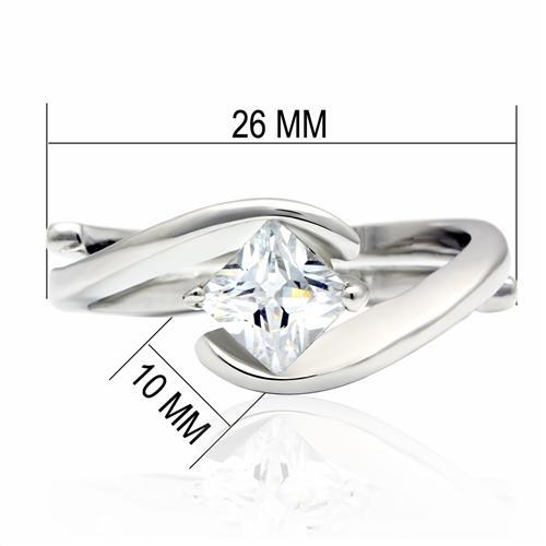LO2067 - Rhodium Brass Ring with AAA Grade CZ  in Clear-1