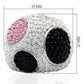 LO2081 - Rhodium + Ruthenium Brass Ring with Top Grade Crystal  in Multi Color-1
