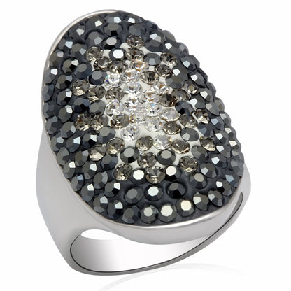LO2084 - Rhodium Brass Ring with Top Grade Crystal  in Multi Color-0
