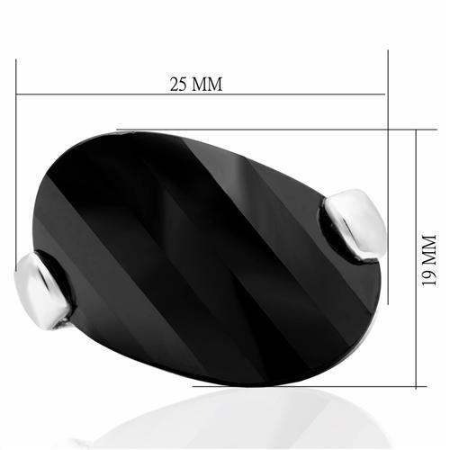 LO2085 - Rhodium Brass Ring with AAA Grade CZ  in Jet-1