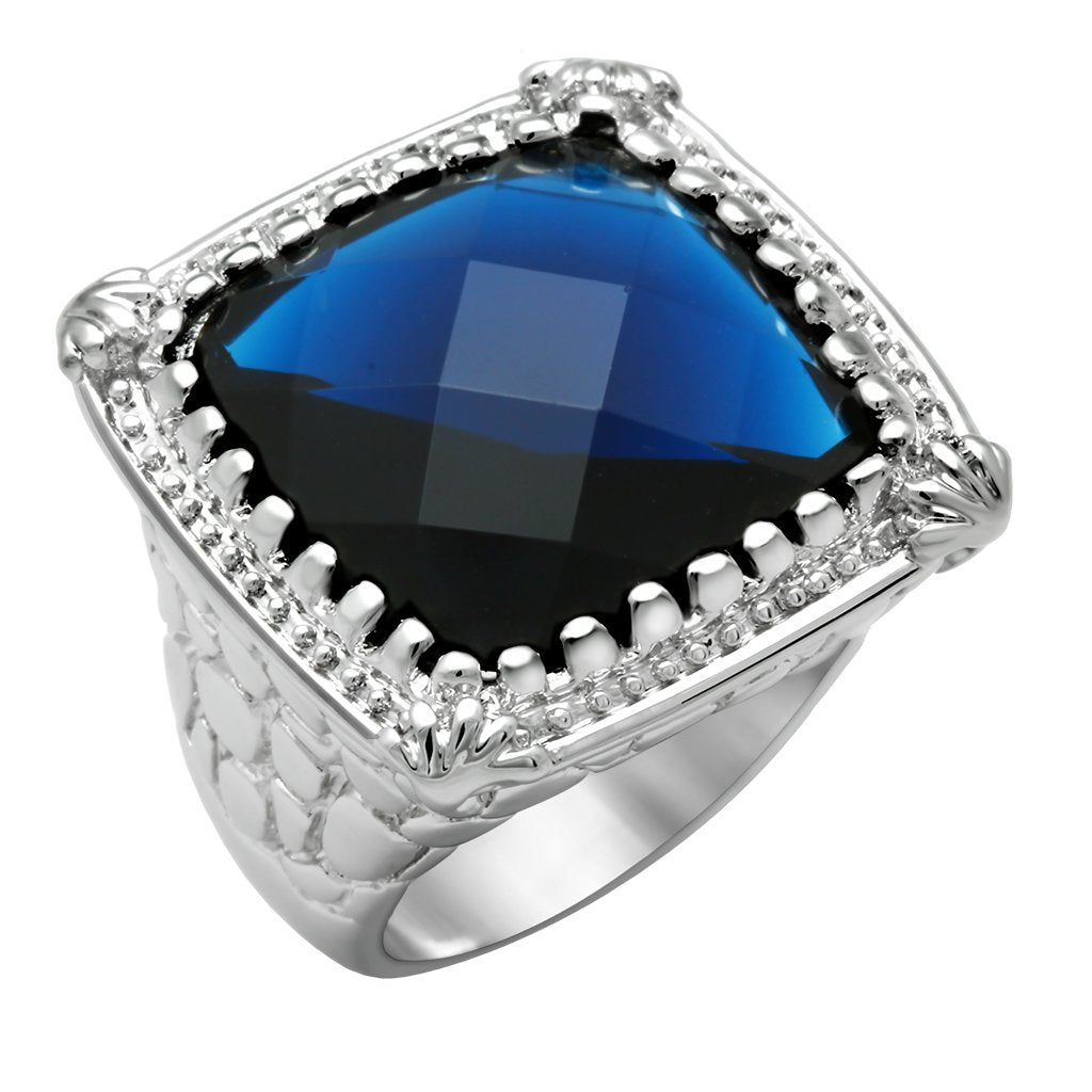 LO2089 - Rhodium Brass Ring with Synthetic Cat Eye in Montana-0