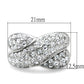 LO2101 - Rhodium Brass Ring with Top Grade Crystal  in Clear-1
