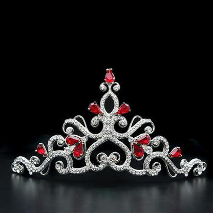 LO2109 - Imitation Rhodium Brass Tiaras & Hair Clip with Top Grade Crystal  in Ruby-0