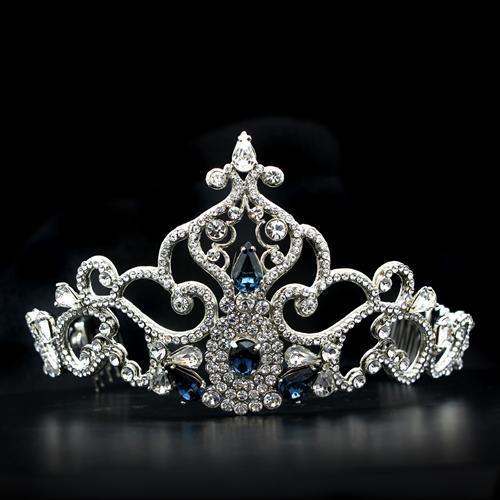 LO2110 - Imitation Rhodium Brass Tiaras & Hair Clip with Top Grade Crystal  in Montana-0