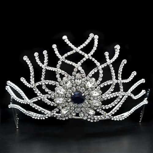 LO2111 - Imitation Rhodium Brass Tiaras & Hair Clip with Top Grade Crystal  in Montana-0