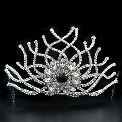 LO2111 - Imitation Rhodium Brass Tiaras & Hair Clip with Top Grade Crystal  in Montana-0