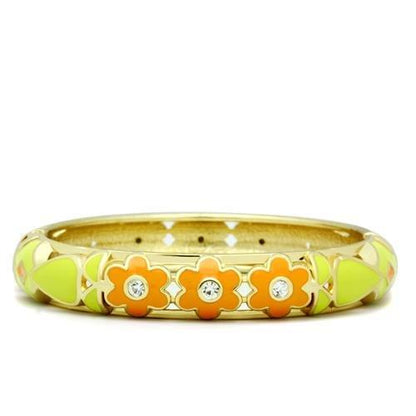 LO2142 - Flash Gold White Metal Bangle with Top Grade Crystal  in Clear-0