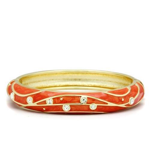 LO2144 - Flash Gold White Metal Bangle with Top Grade Crystal  in Clear-0