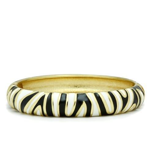 LO2152 - Flash Gold White Metal Bangle with Epoxy  in No Stone-0