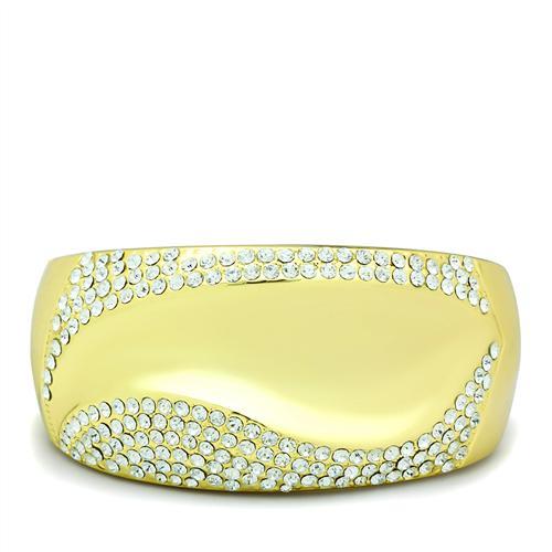 LO2155 - Flash Gold White Metal Bangle with Top Grade Crystal  in Clear-0
