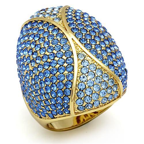 LO2188 - Flash Gold Brass Ring with Top Grade Crystal  in Multi Color-0