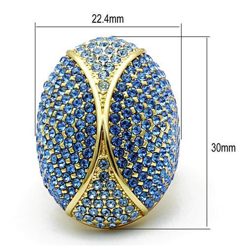 LO2188 - Flash Gold Brass Ring with Top Grade Crystal  in Multi Color-1