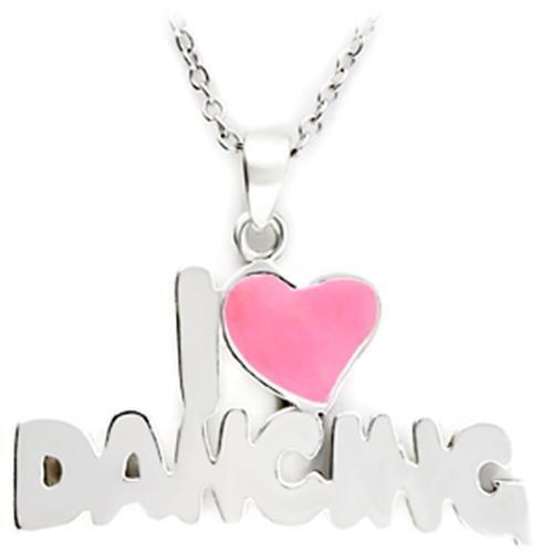 LO221 - Silver Brass Pendant with Epoxy  in Rose-0