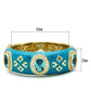 LO2250 - Gold Brass Bangle with Synthetic Synthetic Glass in Sea Blue-1