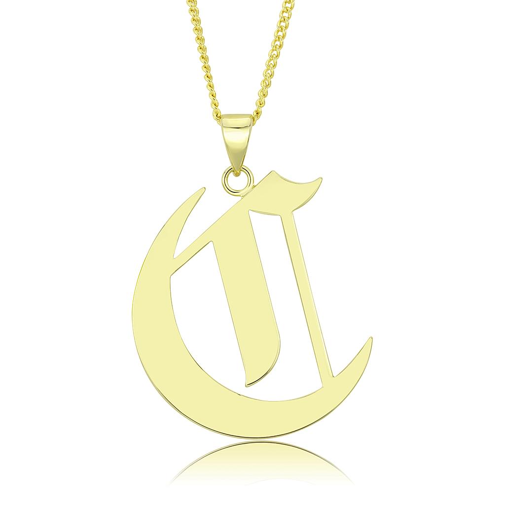 LO228 - Gold Brass Chain Pendant with No Stone-0