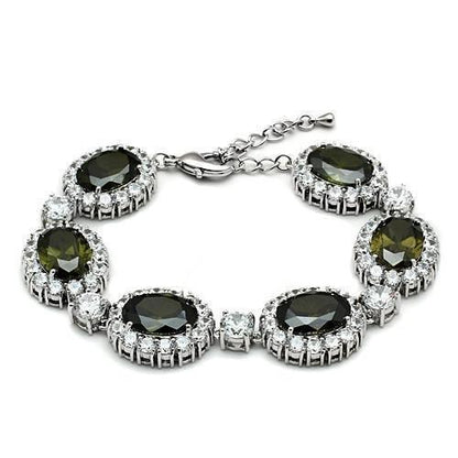 LO2358 - Rhodium Brass Bracelet with AAA Grade CZ  in Olivine color-0