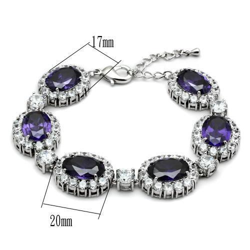 LO2359 - Rhodium Brass Bracelet with AAA Grade CZ  in Amethyst-2