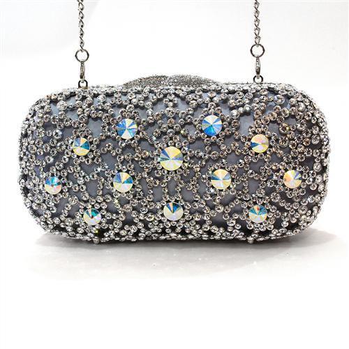 LO2364 - Imitation Rhodium White Metal Clutch with Top Grade Crystal  in White-0