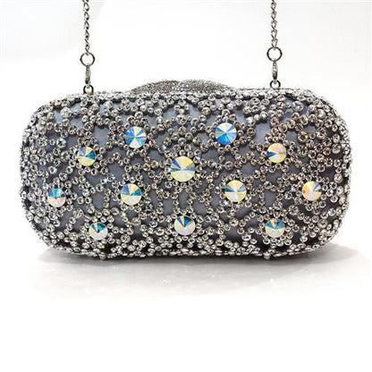 LO2364 - Imitation Rhodium White Metal Clutch with Top Grade Crystal  in White-0